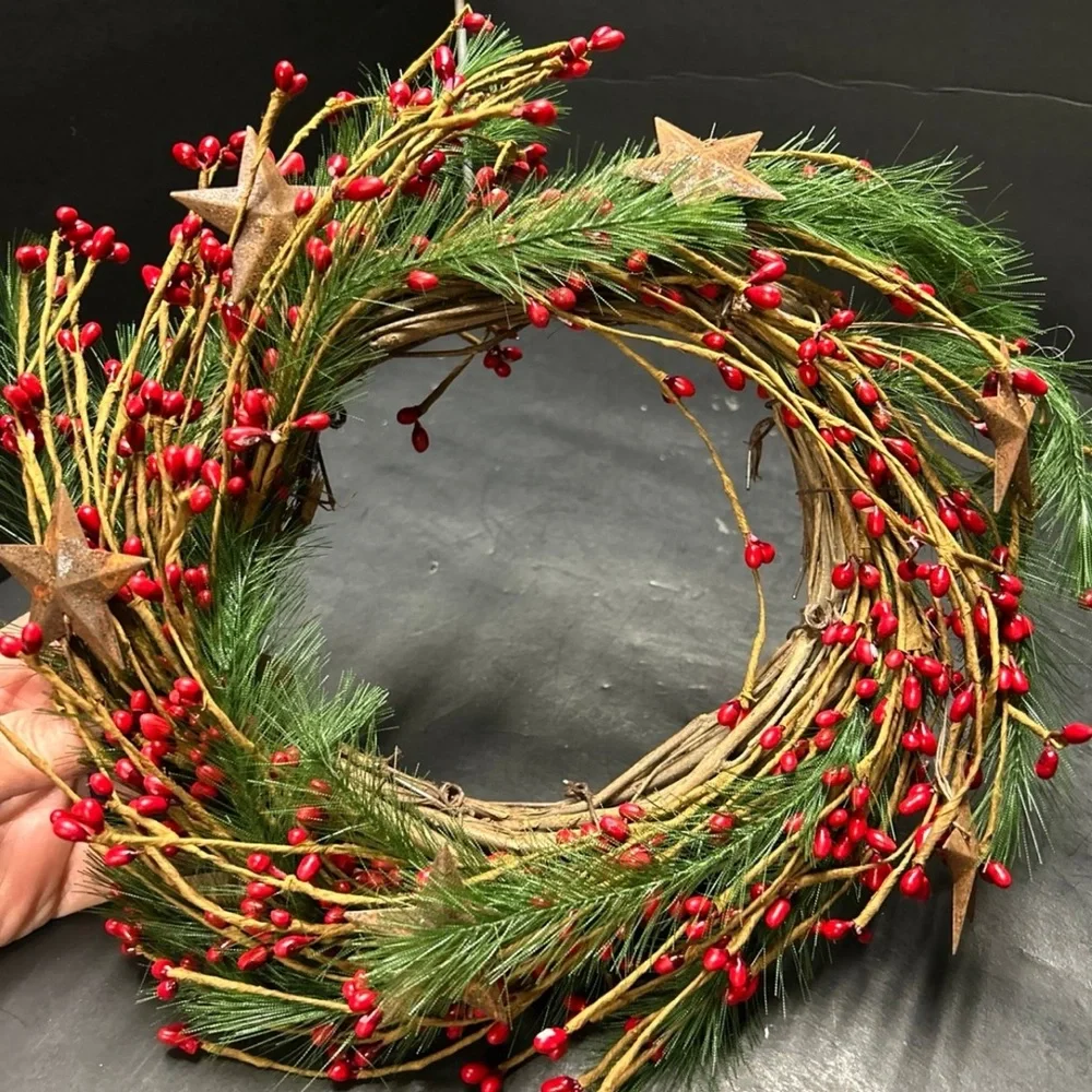 Festive Red Berry and Pine Holiday Wreath - Brand